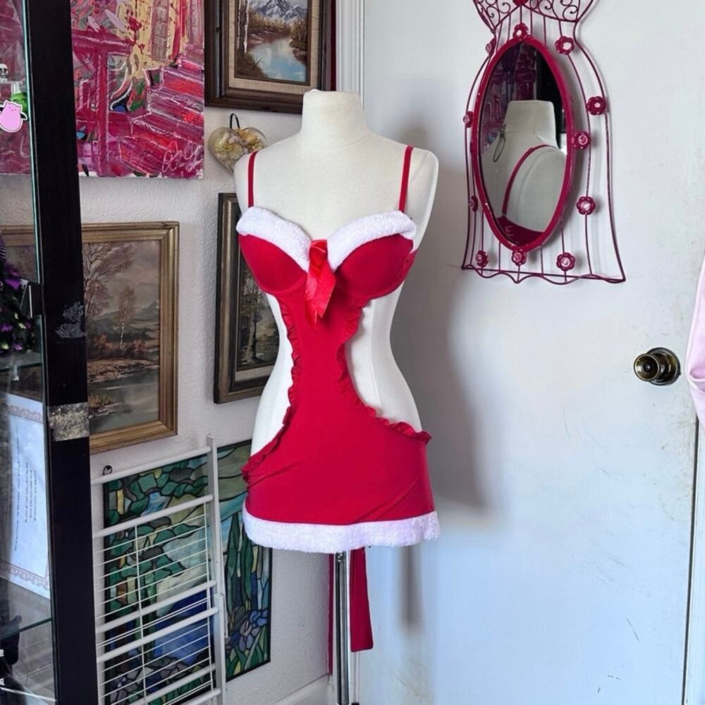 body candy christmas red and white lingerie bra top